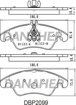 Danaher DBP2099 - Гальмівні колодки, дискові гальма autocars.com.ua