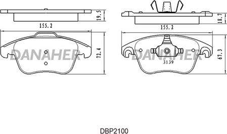Danaher DBP2100 - Гальмівні колодки, дискові гальма autocars.com.ua