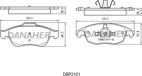 Danaher DBP2101 - Гальмівні колодки, дискові гальма autocars.com.ua