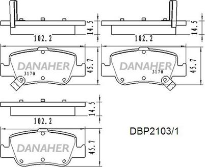 Danaher DBP2103/1 - Гальмівні колодки, дискові гальма autocars.com.ua