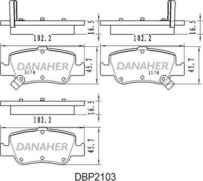 Danaher DBP2103 - Гальмівні колодки, дискові гальма autocars.com.ua