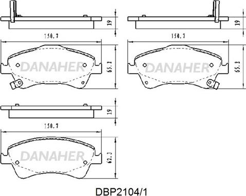 Danaher DBP2104/1 - Гальмівні колодки, дискові гальма autocars.com.ua