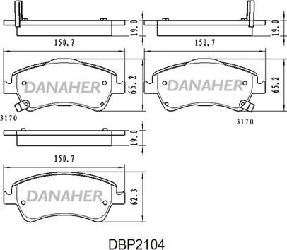 Danaher DBP2104 - Гальмівні колодки, дискові гальма autocars.com.ua