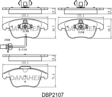 Danaher DBP2107 - Гальмівні колодки, дискові гальма autocars.com.ua