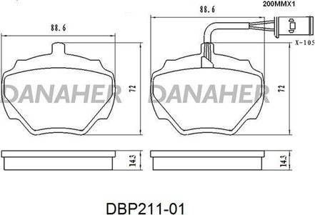 Danaher DBP211-01 - Гальмівні колодки, дискові гальма autocars.com.ua