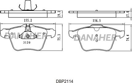 Danaher DBP2114 - Гальмівні колодки, дискові гальма autocars.com.ua