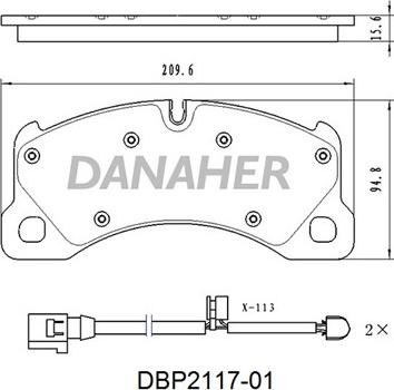 Danaher DBP2117-01 - Гальмівні колодки, дискові гальма autocars.com.ua