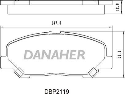 Danaher DBP2119 - Гальмівні колодки, дискові гальма autocars.com.ua