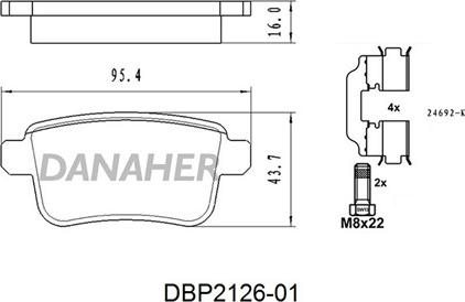 Danaher DBP2126-01 - Гальмівні колодки, дискові гальма autocars.com.ua