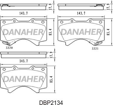 Danaher DBP2134 - Гальмівні колодки, дискові гальма autocars.com.ua