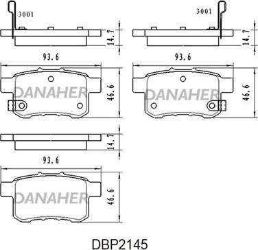 Danaher DBP2145 - Гальмівні колодки, дискові гальма autocars.com.ua