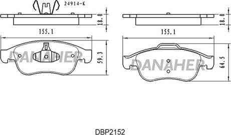 Danaher DBP2152 - Гальмівні колодки, дискові гальма autocars.com.ua
