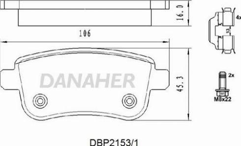 Danaher DBP2153/1 - Гальмівні колодки, дискові гальма autocars.com.ua