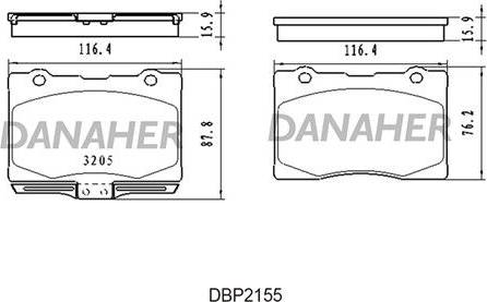 Danaher DBP2155 - Тормозные колодки, дисковые, комплект autodnr.net