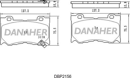 Danaher DBP2156 - Гальмівні колодки, дискові гальма autocars.com.ua