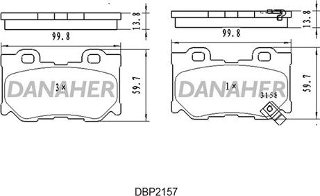 Danaher DBP2157 - Гальмівні колодки, дискові гальма autocars.com.ua