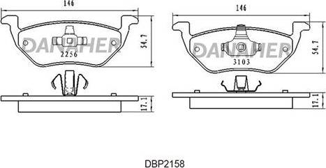 Danaher DBP2158 - Гальмівні колодки, дискові гальма autocars.com.ua
