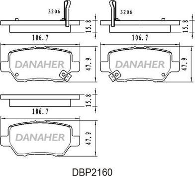 Danaher DBP2160 - Тормозные колодки, дисковые, комплект autodnr.net