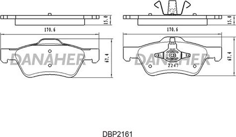 Danaher DBP2161 - Гальмівні колодки, дискові гальма autocars.com.ua