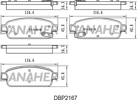 Danaher DBP2167 - Гальмівні колодки, дискові гальма autocars.com.ua