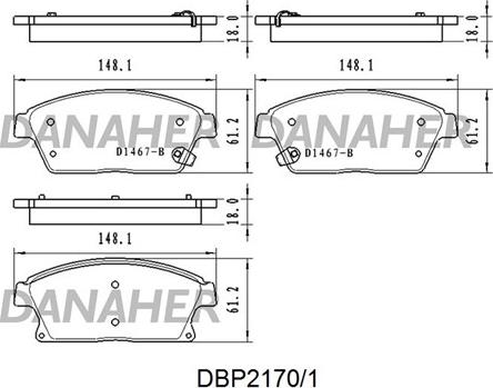 Danaher DBP2170/1 - Гальмівні колодки, дискові гальма autocars.com.ua