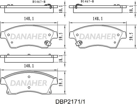 Danaher DBP2171/1 - Гальмівні колодки, дискові гальма autocars.com.ua
