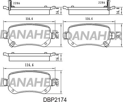 Danaher DBP2174 - Гальмівні колодки, дискові гальма autocars.com.ua