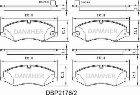 Danaher DBP2176/2 - Гальмівні колодки, дискові гальма autocars.com.ua