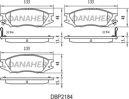 Danaher DBP2184 - Гальмівні колодки, дискові гальма autocars.com.ua