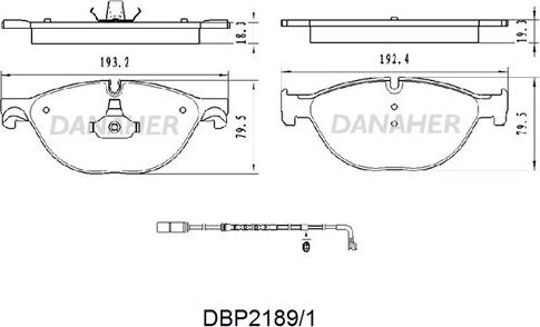 Danaher DBP2189/1 - Гальмівні колодки, дискові гальма autocars.com.ua
