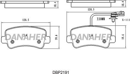 Danaher DBP2191 - Тормозные колодки, дисковые, комплект autodnr.net