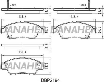 Danaher DBP2194 - Гальмівні колодки, дискові гальма autocars.com.ua