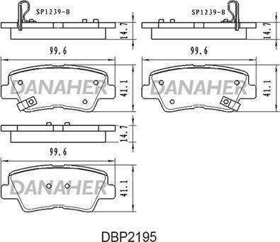 Danaher DBP2195 - Гальмівні колодки, дискові гальма autocars.com.ua