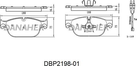 Danaher DBP2198-01 - Гальмівні колодки, дискові гальма autocars.com.ua