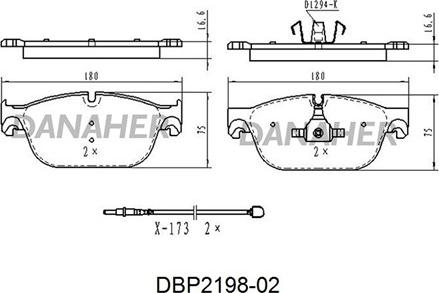 Danaher DBP2198-02 - Гальмівні колодки, дискові гальма autocars.com.ua