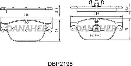 Danaher DBP2198 - Гальмівні колодки, дискові гальма autocars.com.ua