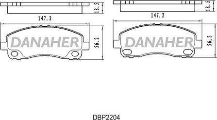 Danaher DBP2204 - Гальмівні колодки, дискові гальма autocars.com.ua