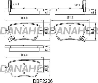 Danaher DBP2206 - Гальмівні колодки, дискові гальма autocars.com.ua