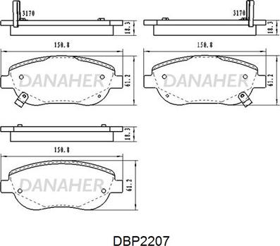 Danaher DBP2207 - Гальмівні колодки, дискові гальма autocars.com.ua