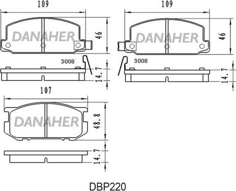 Danaher DBP220 - Тормозные колодки, дисковые, комплект autodnr.net