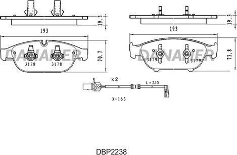 Danaher DBP2238 - Гальмівні колодки, дискові гальма autocars.com.ua