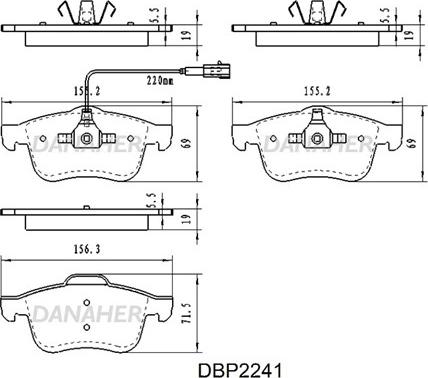 Danaher DBP2241 - Гальмівні колодки, дискові гальма autocars.com.ua