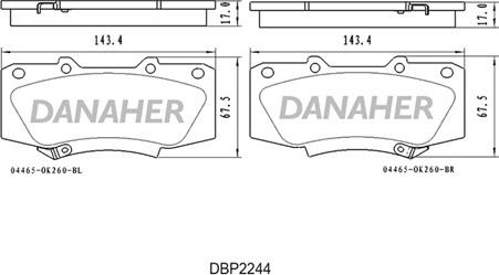 Danaher DBP2244 - Гальмівні колодки, дискові гальма autocars.com.ua