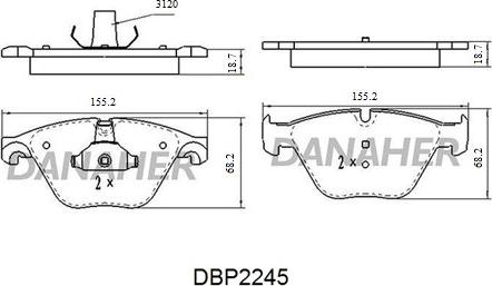 Danaher DBP2245 - Гальмівні колодки, дискові гальма autocars.com.ua