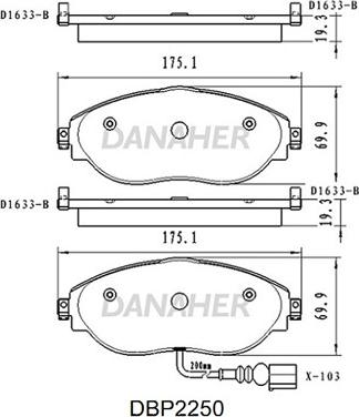 Danaher DBP2250 - Гальмівні колодки, дискові гальма autocars.com.ua