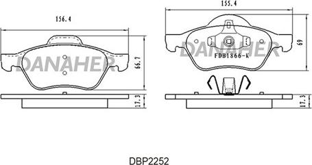 Danaher DBP2252 - Гальмівні колодки, дискові гальма autocars.com.ua