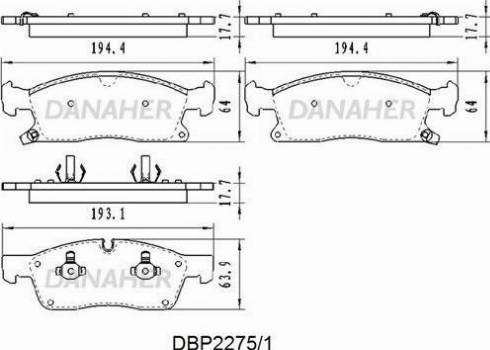 Danaher DBP2275/1 - Тормозные колодки, дисковые, комплект autodnr.net