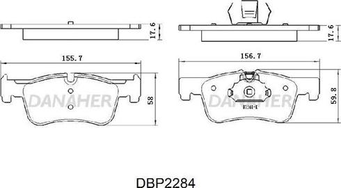 Danaher DBP2284 - Гальмівні колодки, дискові гальма autocars.com.ua