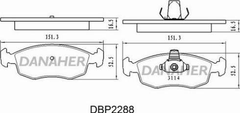 Danaher DBP2288 - Гальмівні колодки, дискові гальма autocars.com.ua