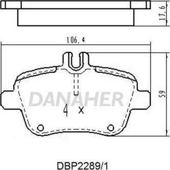 Danaher DBP2289/1 - Гальмівні колодки, дискові гальма autocars.com.ua